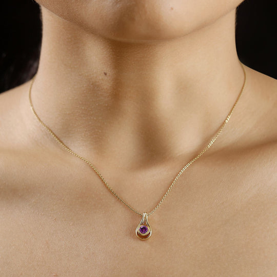 AAA Radiant Ember Garnet Anhänger 925 Silber vergoldet ca. 0,39 ct.