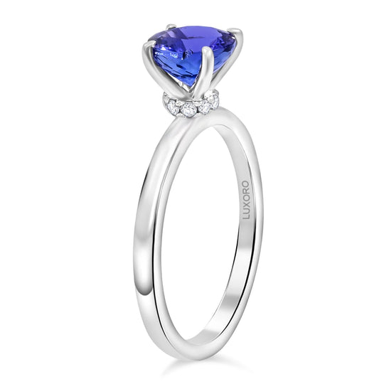 AAA Tansanit, Weißer Diamant Ring 417 Weiß Gold (Größe 17.00) ca. 1.62 ct