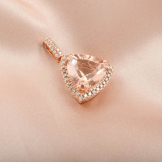 AAA Morganit, Weißer Diamant Anhänger 417 Gold ca. 5,05 ct.