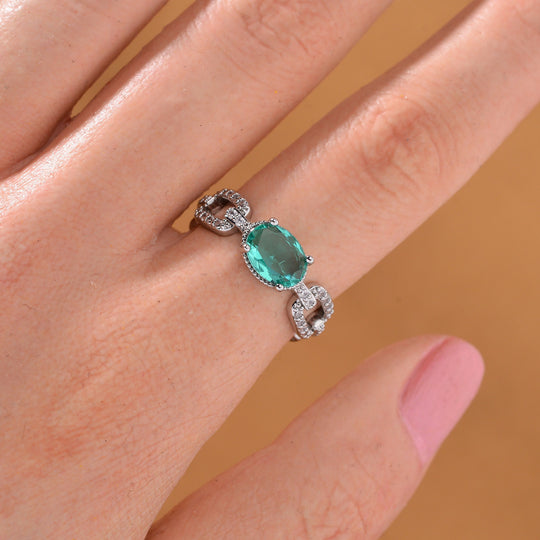 Grüner Zirkonia, Weißer Zirkonia Ring Messing (Größe 17.00) 0.26 ct