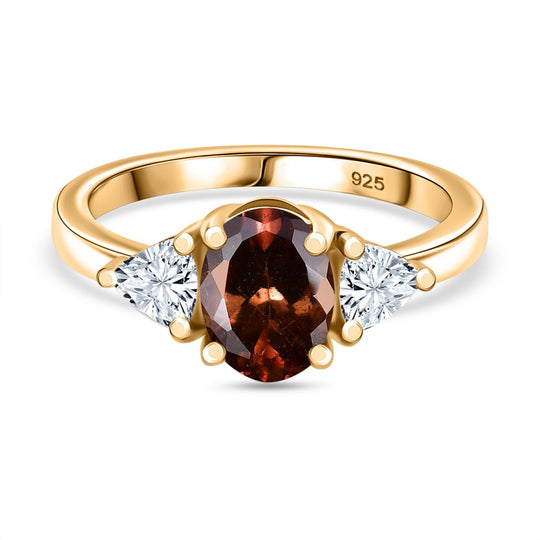 AA Natürlicher Bekily Farbwechsel Granat, Moissanit Ring 925 Silber 750 Gelbgold Vermeil (Größe 20.00) ca. 1.98 ct