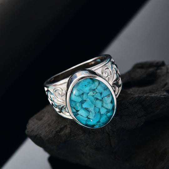 Sleeping Beauty Matrix Türkis Ring 950 Kupfer ca. 7,00 ct