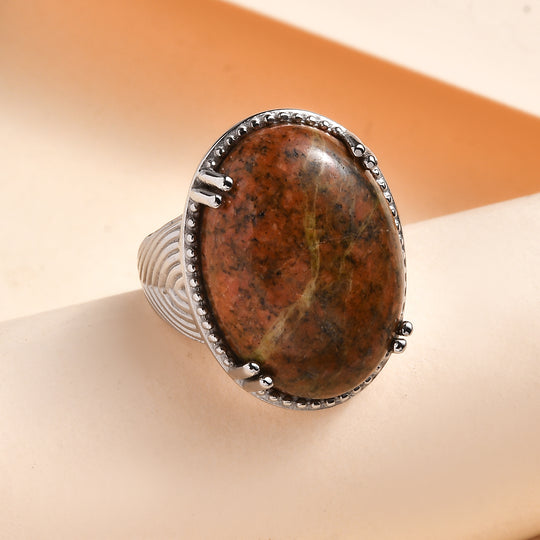Unakite Ring Edelstahl ca. 31,31 ct