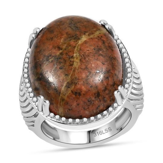 Unakite Ring Edelstahl ca. 31,31 ct