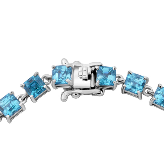 AAA Blaues Zirkon Armband, ca. 18 cm 925 Silber rhodiniert ca. 18.80 ct