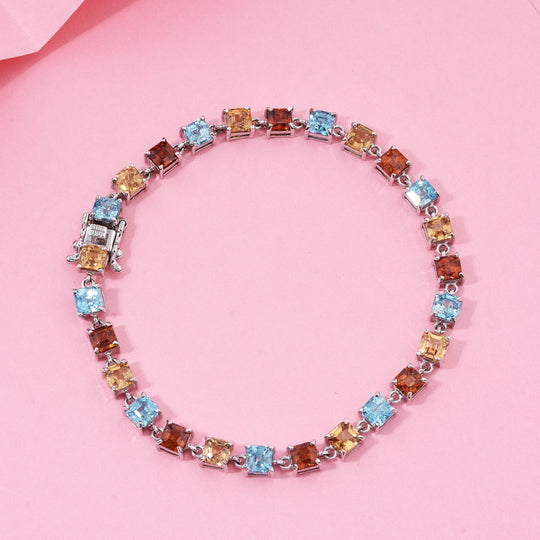 AAA Mehrfarbiges Zirkon Armband ca. 19 cm 925 Silber rhodiniert ca. 20.37 ct