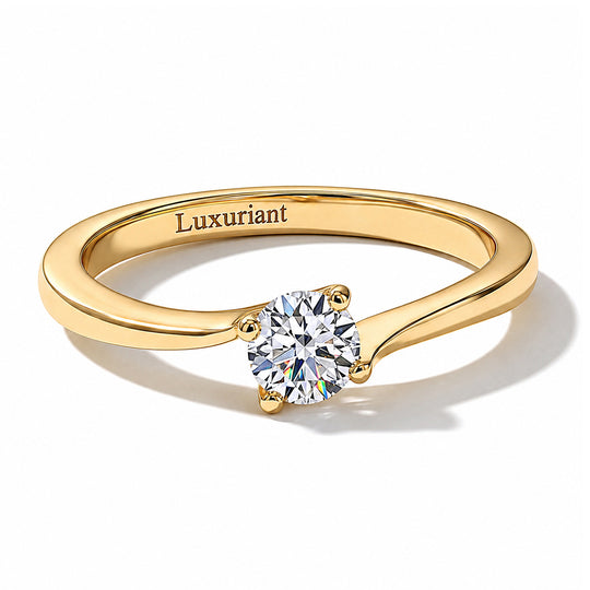 LUXURIANT 0,33 ct. SI-GH Labor Diamant Solitär Ring, 925 Silber 750 Gelbgold Vermeil