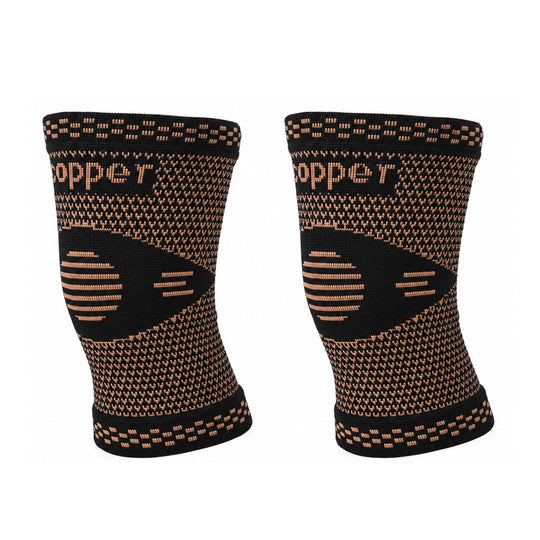 Ellenbogen-Kompressionsbandagen mit Kupferfasern, Paar, Größe L, 20 x 13 cm, Schwarz/Kupferfarben