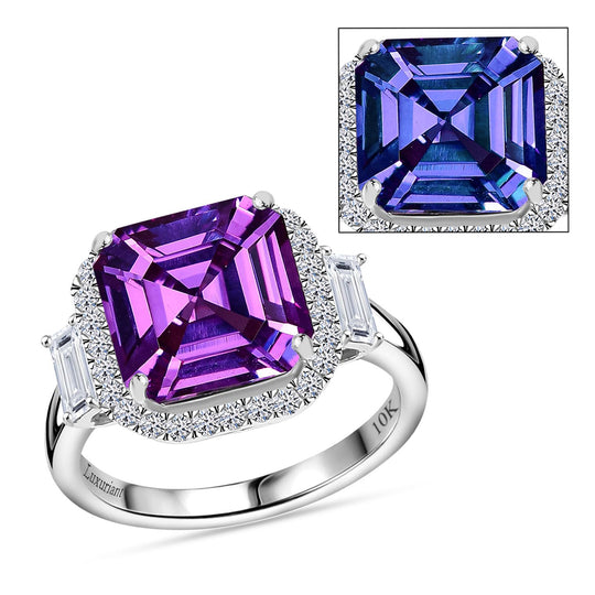 AAA Lab Grown Lila Saphir, Lab Grown Diamant AGI zertifiziert Ring 417 Gold (Größe 16.50) ca. 6.23 ct