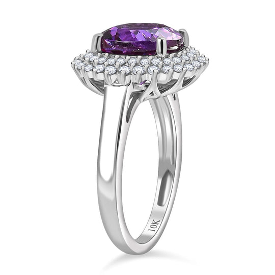 AAA Lab Grown Lila Saphir, Lab Grown Diamant AGI zertifiziert Ring 417 Gold (Größe 16.50) ca. 4.48 ct