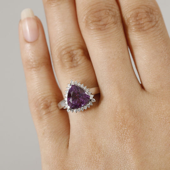 AAA Lab Grown Lila Saphir, Lab Grown Diamant AGI zertifiziert Ring 417 Gold (Größe 20.00) ca. 3.87 ct