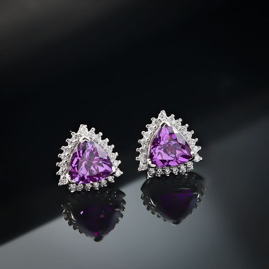 LUXURIANT DIAMOND - AAA Lab Grown Lila Saphir, Lab Grown Diamant Ohrringe 417 Gold ca. 0.27 ct