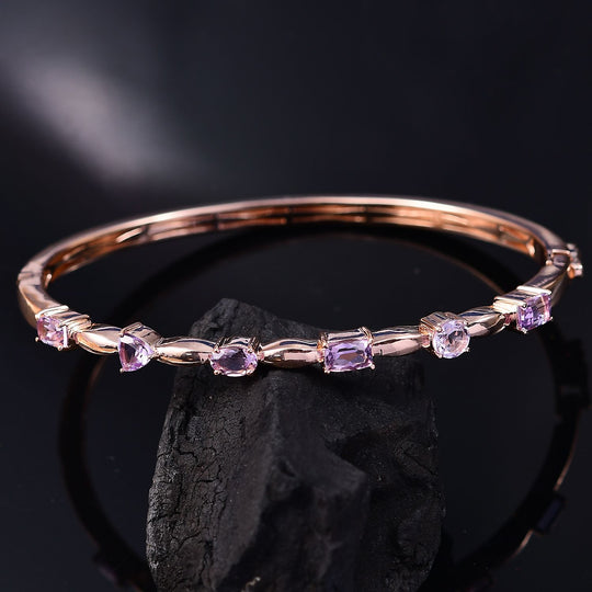 Rose De France Amethyst Armreif ca. 19 cm Messing ca. 2,92 ct.