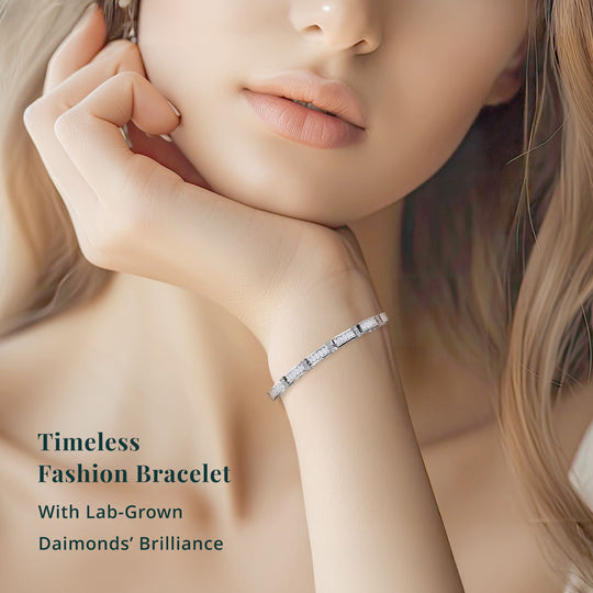 LUXURIANT DIAMOND - Lab Grown Diamant SI-GH Armband ca. 18.5 cm 925 Silber Rhodiniert (10-15 Werktage Lieferzeit) ca. 4.00 ct