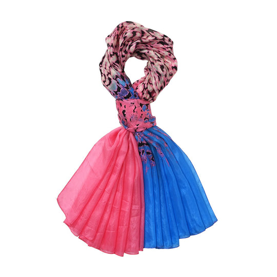 LA MAREY - Großformatiger Schal, 100% Maulbeerenseide-Chiffon, 110x180 cm, Rosa mit Schmetterling