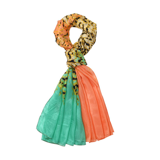 LA MAREY - 100% Maulbeeren-Seidenschal, Chiffon, 110x180 cm, Gelb und Orange
