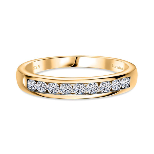 LUXURIANT DIAMOND - Lab Grown Diamant SI-GH Ring 925 Silber 750 Gelbgold Vermeil (Größe 16.00) ca. 0.50 ct