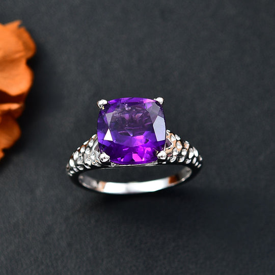 Afrikanischer Amethyst Ring, Silberfarben ca. 3.91 ct