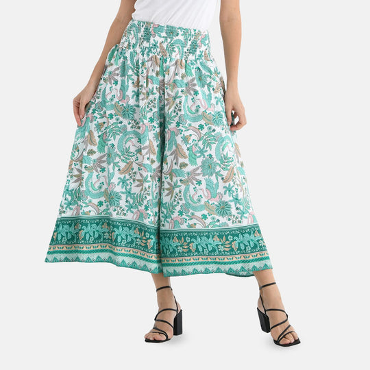 Gesmokte Taillen-Culottes mit Paisleymuster, locker, bequem, elastischer Bund, 100 % Viskose, Einheitsgröße, Rosa