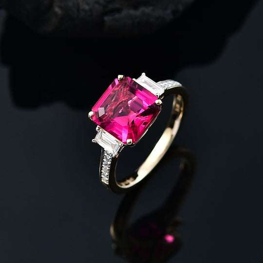 LUXURIANT DIAMOND - AAA Lab Grown Bixbit, Lab Grown Diamant AGI zertifiziert und geprüft Ring 417 Gold (Größe 19.00) ca. 4.59 ct