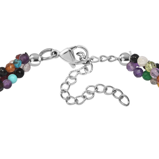Mehrfarbig Edelsteine Armband ca. 19 cm + 5 cm Extender, Messing ca. 45,00 ct.