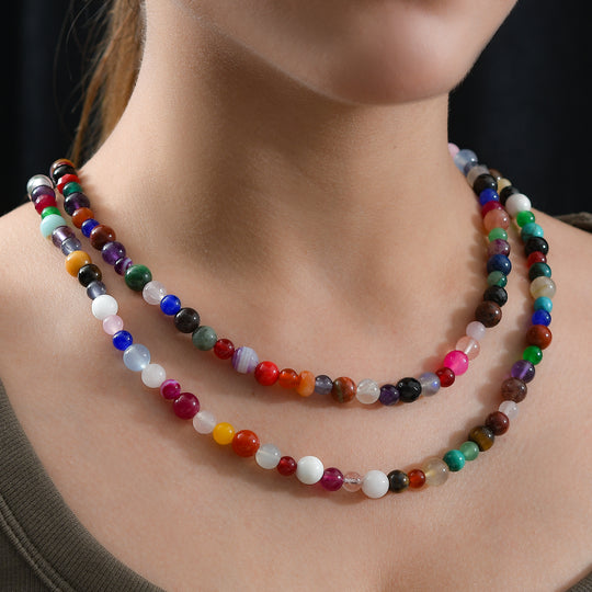 Mehrfarbige Edelsteine Kette, 127 cm ca. 450.00 ct
