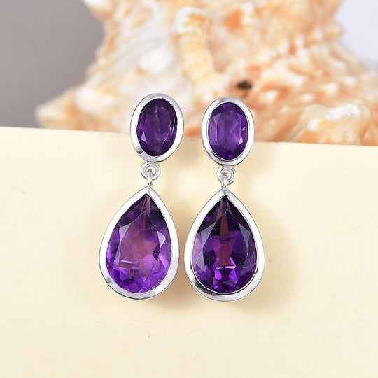 Afrikanischer Amethyst Ohrringe Messing ca. 6,69 ct.