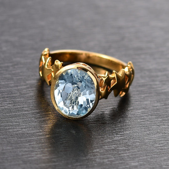Himmelblauer Topas Ring Messing ca. 3,50 ct