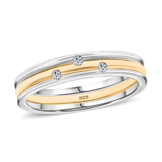 LUXURIANT DIAMOND - Lab Grown Diamant VS-EF Ring 925 Silber bicolor ca. 0.10 ct