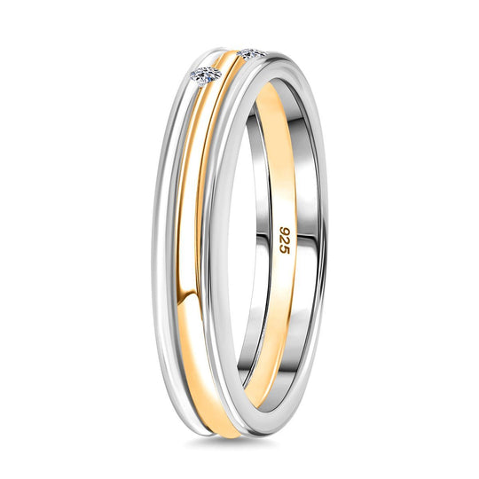 LUXURIANT DIAMOND - Lab Grown Diamant VS-EF Ring 925 Silber bicolor ca. 0.10 ct