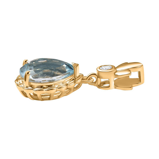 Citrin, Weißer Zirkon Anhänger Messing ca. 2.94 ct
