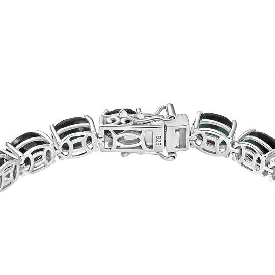 Alexandrit Quarz Triplette Armband ca. 19 cm 925 Silber rhodiniert ca. 33,84 ct.
