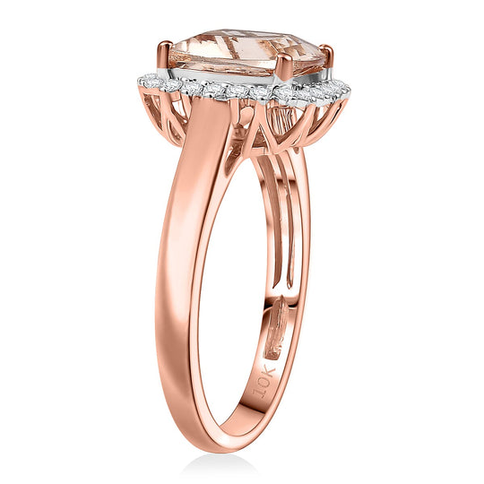 LUXORO AAA Morganit, Weißer Diamant AGI zertifiziert Ring 417 Gold (Größe 20.00) ca. 4.14 ct