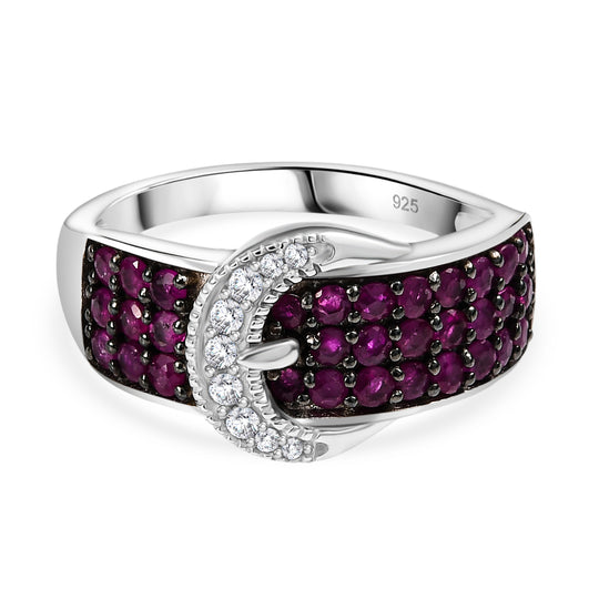 Montepuez-Rubin Ring 925 Silber rhodiniert (Größe 18.00) ca. 1,26 ct