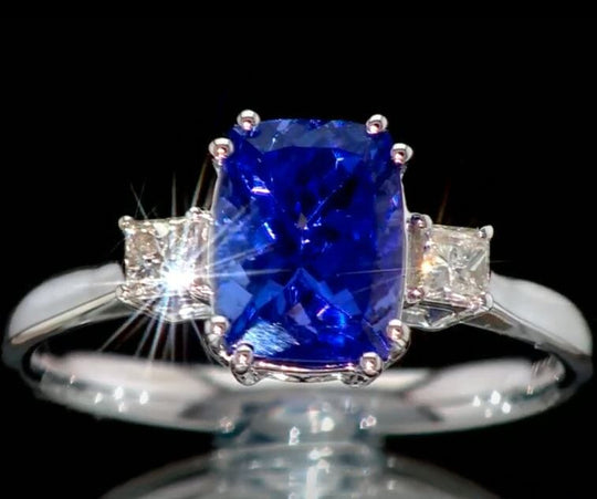 LUXORO AAA Tansanit, Weißer Diamant Ring 417 Gold (Größe 19.00) ca. 2,25 ct
