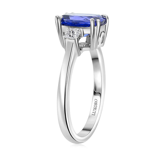 LUXORO AAA Tansanit, Weißer Diamant Ring 417 Gold (Größe 19.00) ca. 2,25 ct