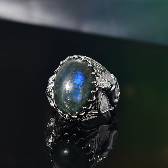 AAA Labradorit Ring 925 Silber rhodiniert (Größe 20.00) ca. 13.25 ct