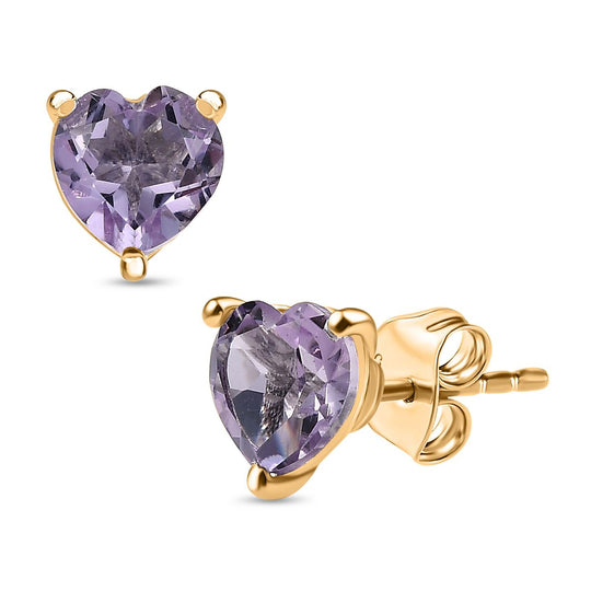 Rosa Amethyst Ohrringe 925 Silber 750 Gelb Vergoldet ca. 2.18 ct