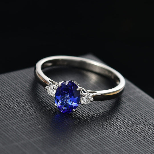 Rhapsody AAAA Tansanit, Weißer Diamant Ring 950 Platin (Größe 18.00) (10-15 Werktage Lieferzeit) ca. 1,52 ct