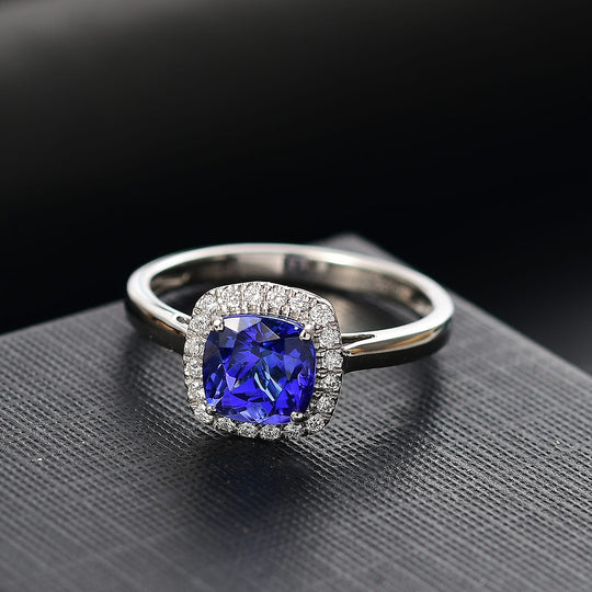 Rhapsody AAAA Tansanit, Weißer Diamant Ring 950 Platin (Größe 16.50) ca. 2,94 ct