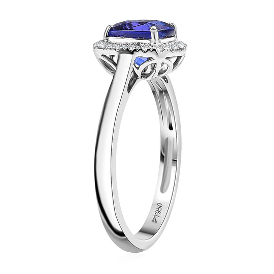 Rhapsody AAAA Tansanit, Weißer Diamant Ring 950 Platin (Größe 16.50) ca. 2,94 ct