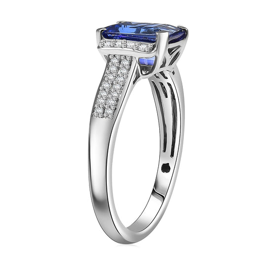 Rhapsody AAAA Tansanit, Weißer Diamant Ring 950 Platin (Größe 19.00) ca. 2,30 ct