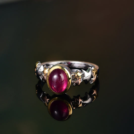AA Afrikanischer Rubin (Fissure gefüllt) Ring 925 Silber YG und RG und PE (Größe 20.00) ca. 2,03 ct