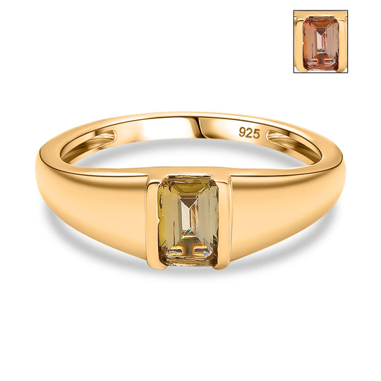 AA Natürlicher goldener Tansanit Ring 925 Silber 750 Gelbgold Vermeil (Größe 17.00) ca. 0,56 ct