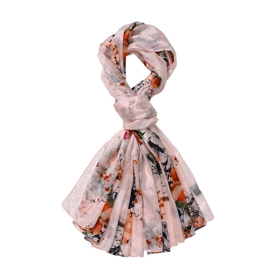 LA MAREY - 100% Maulbeeren-Seidenschal, Chiffon, 195x110cm, Rot