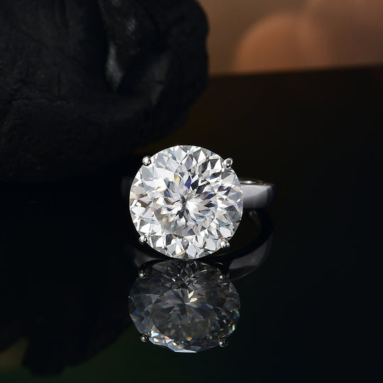 Moissanit Ring 925 Silber rhodiniert (Größe 19.00) ca. 11,52 ct