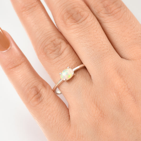 AA Natürlicher, äthiopischer Welo Opal Ring 925 Silber (Größe 20.00) ca. 0,53 ct