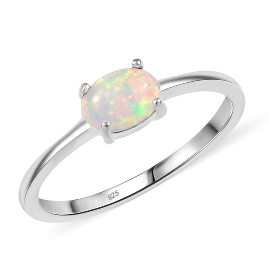 AA Natürlicher, äthiopischer Welo Opal Ring 925 Silber (Größe 20.00) ca. 0,53 ct