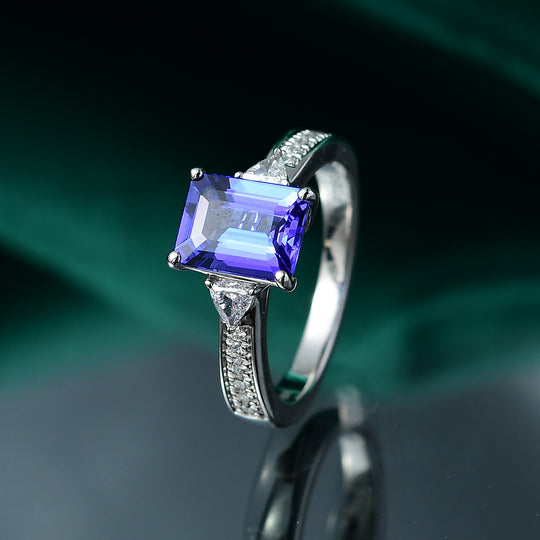 Rhapsody AAAA Tansanit, Weißer Diamant Ring 950 Platin (Größe 17.00) (10-16 Werktage Lieferzeit) ca. 2,73 ct