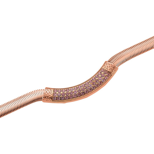 DESIGNER-INSPIRIERT Rosa Kristall Halskette ca. 50 cm + 5 cm extender, Reiner Edelstahl, Roségold plattiert